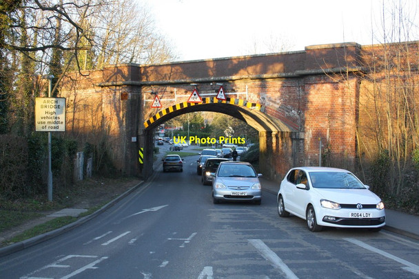Photo 6"x4" Arch bridge taking railway over A321 Wokingham c2015