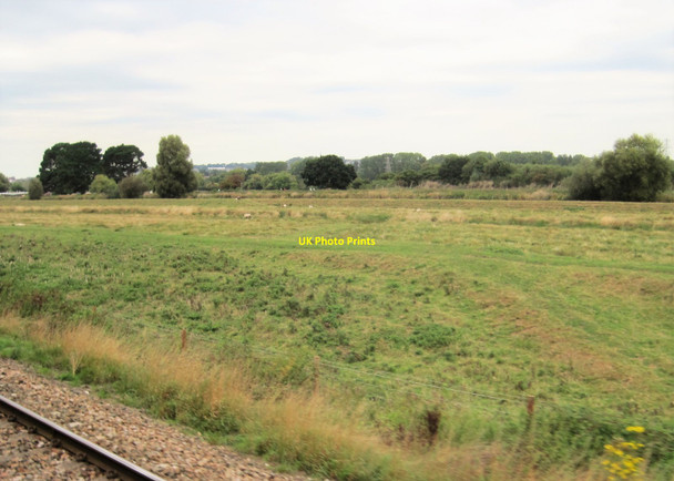 Photo 6"x4" View from a Plymouth-Exeter train - fields near the Exeter Canal Lower Wear c2016