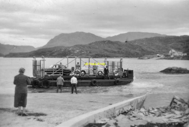 Photo 6"x4" Kylesku Ferry at Kylestrome, mid 1950s Kylesku c1956