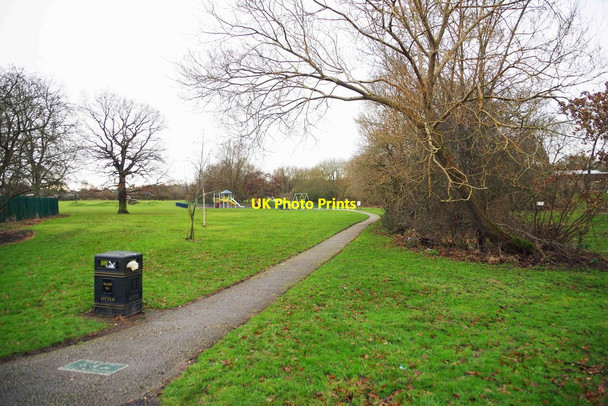 Photo 6"x4" Footpath and waste bin, Hazelwell Park, Stirchley, Birmingham Stirchley\/SP0581 c2017