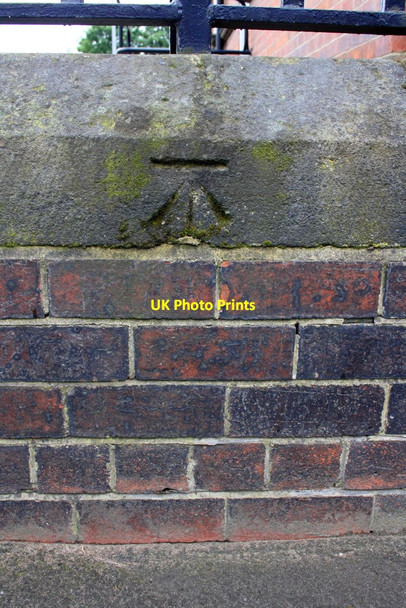 Photo 6"x4" Benchmark on Hunslet Hall Road wall Beeston Hill c2016