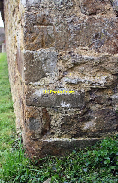 Photo 6"x4" Benchmark on roadside barn at Park Farm Rousham c2016