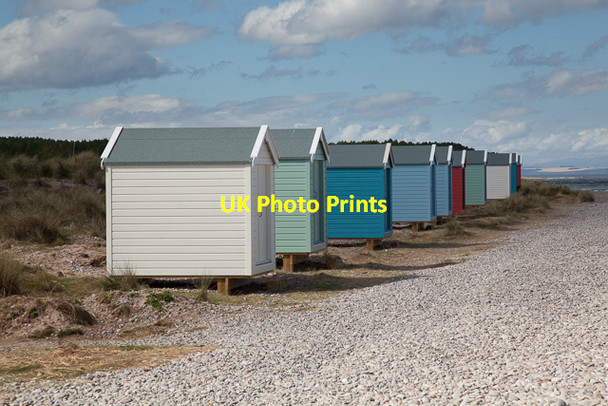 Photo 6"x4" Beach huts by Findhorn Beach Findhorn c2016