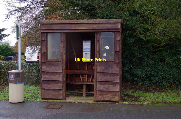 Photo 6"x4" Bus stop, bus shelter, and waste bin, Severn Way, Wythall, Worcs Inkford c2017