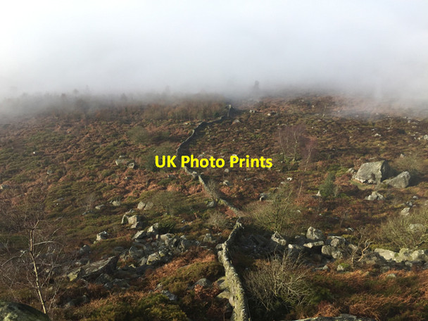 Photo 6"x4" Stone wall below Baslow Edge Curbar c2017