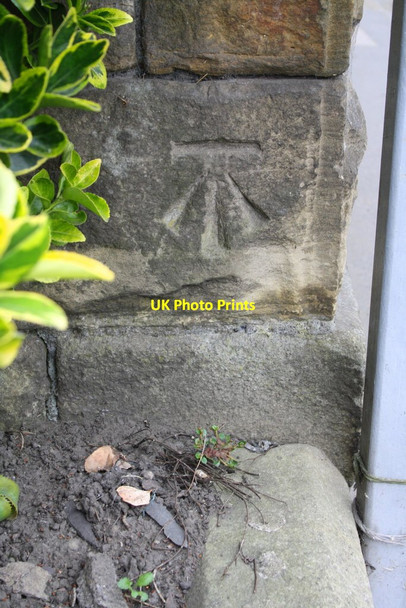 Photo 6"x4" Benchmark on Waterloo Mills, Howden Road Silsden c2016
