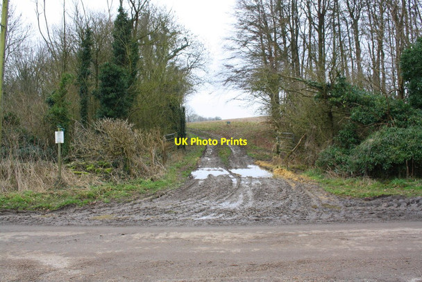 Photo 6"x4" Junction of minor road and bridleway past Poulten's Walk Spinney Burford\/SP2512 c2017