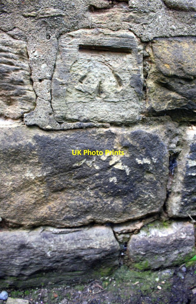 Photo 6"x4" Benchmark on wall beside railway at west end of Union Place Darlington c2016