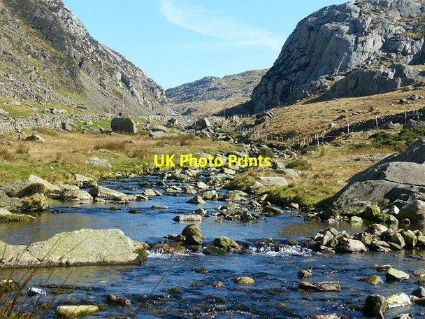 Photo 6"x4" Afon Nant Peris viewed upstream Gwastadnant c2017