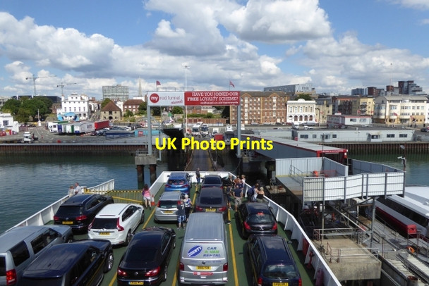 Photo 6"x4" Red Falcon docking Ocean Village c2016