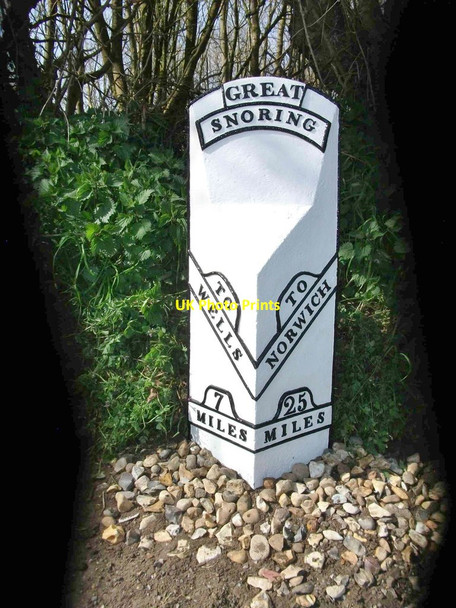 Photo 6"x4" Old Milepost, Great Snoring Great Snoring c2017