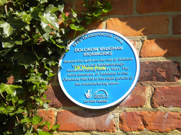 Photo 6"x4" Blue plaque on Vulcan Street wall, Middlesbrough (2) Port Clarence c2017