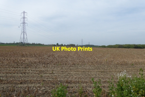 Photo 6"x4" Farmland and pylons Bickerton\/SE4550 c2017