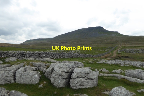 Photo 6"x4" Limestone outcrops below Pen-y-ghent Brackenbottom c2017