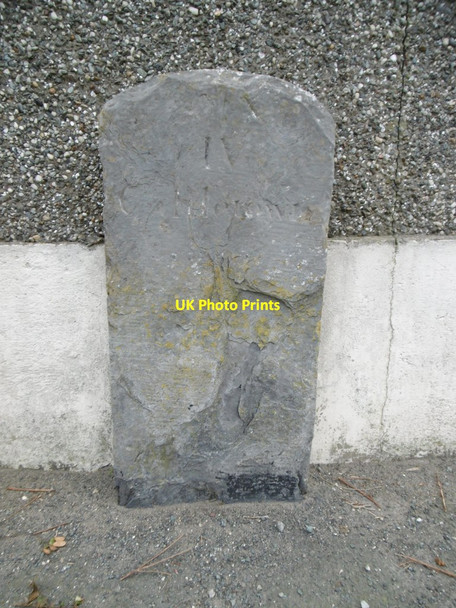 Photo 6"x4" Old Milestone, Station Road, Ballacreggan, Isle of Man Four Roads\/SC2068 c2015