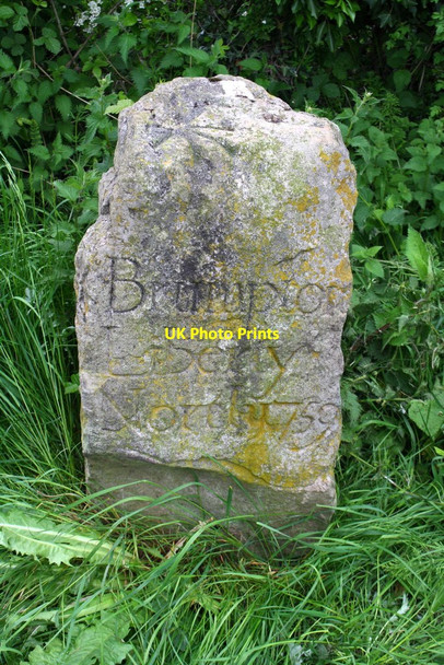 Photo 6"x4" Boundary stone beside Banks Road Northallerton c2017