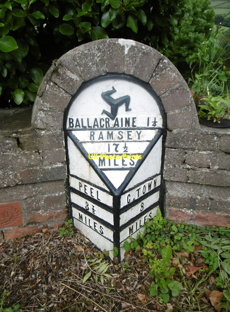 Photo 6"x4" Old Milepost by the A3, Lower Foxdale, Isle of Man Lower Foxdale c2015