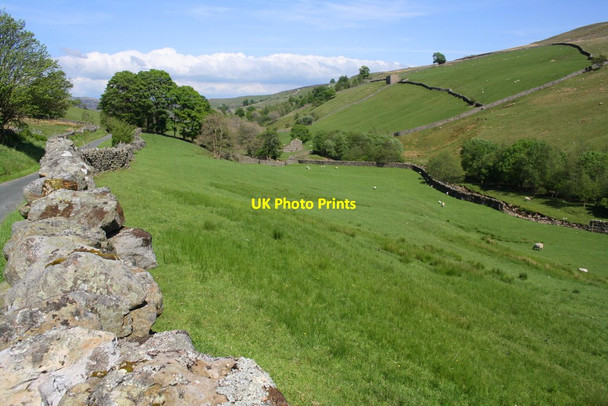 Photo 6"x4" Grass fields beside road to Crackpot Crackpot c2017