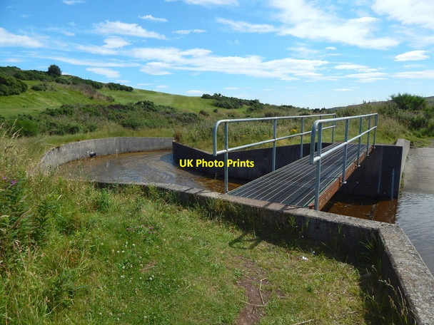 Photo 6"x4" Whinhill Reservoir: footbridge over outflow Greenock\/NS2776 c2017