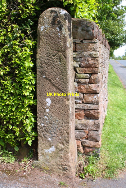 Photo 6"x4" Benchmark on gatepost at entrance to Caroline Cottage, Beacon Edge Penrith c2015