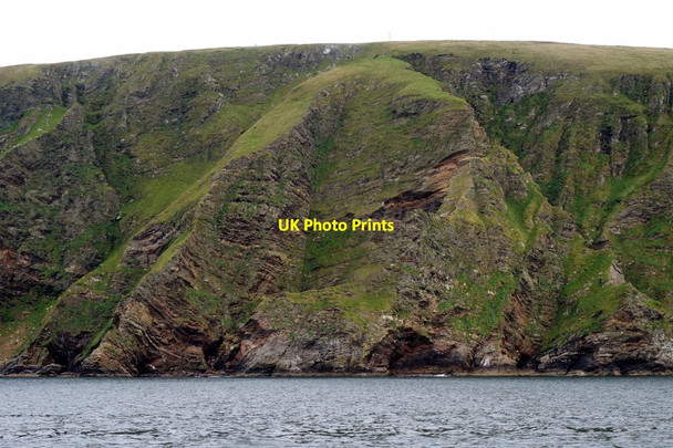 Photo 6"x4" Cliffs at Saxa Vord, from the sea Burrafirth c2017