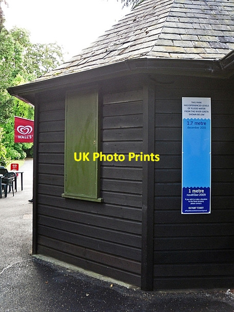 Photo 6"x4" Flood level marker, Fitz Park kiosk Keswick\/NY2623 c2017