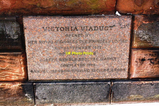Photo 6"x4" Plaque on parapet of Victoria Viaduct bridge Carlisle c2020