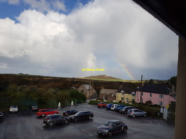 Photo 6"x4" Car Park St David's with rainbow over Carn Llidi St David's\/Tyddewi c2020