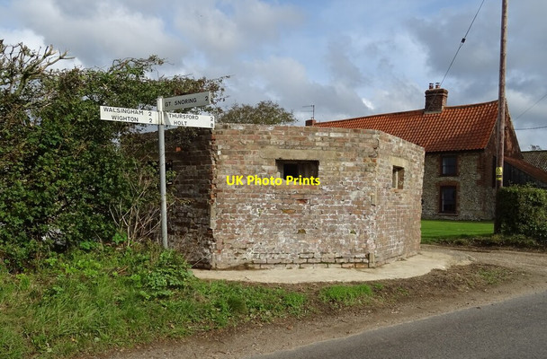 Photo 6"x4" Wartime pillbox on junction near Summer Green Farm Hindringham c2020