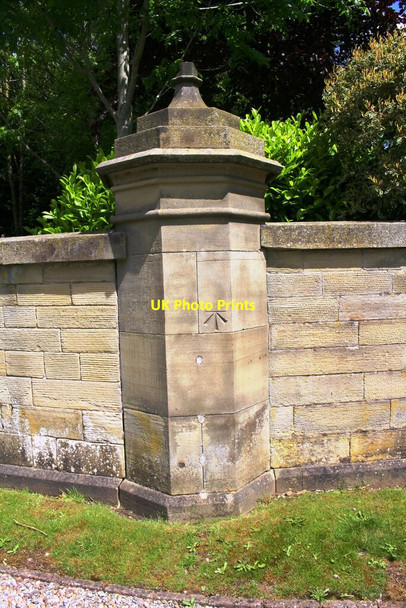 Photo 6"x4" Benchmark on wall pier near entrance to Eshton Hall Eshton c2019