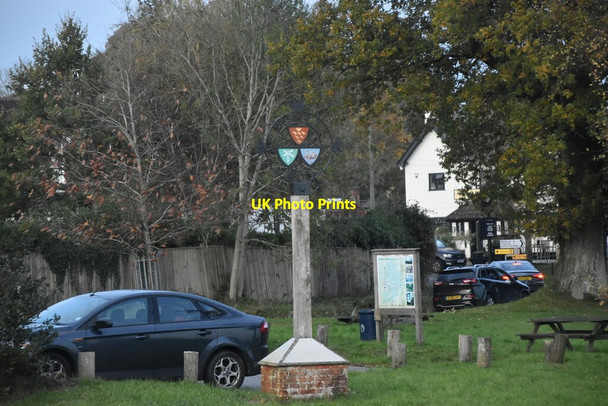 Photo 6"x4" Mark Cross Village Sign Heathfield\/TQ5630 c2019