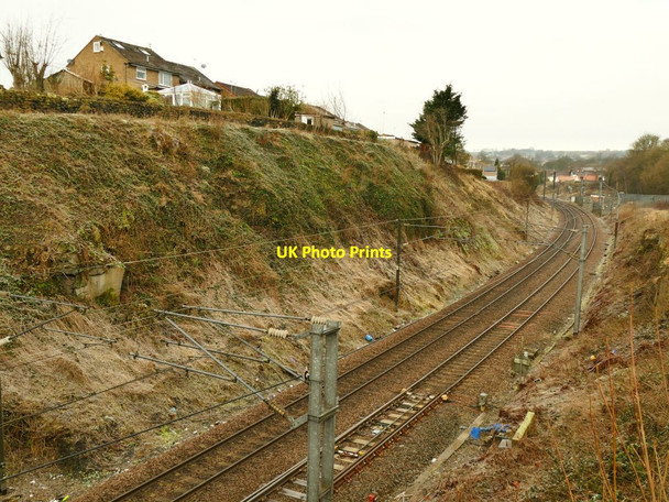 Photo 6"x4" Railway south of Coach Road bridge Guiseley c2021