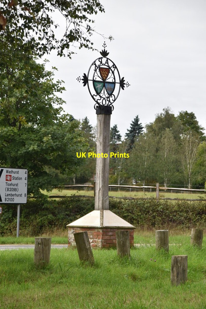 Photo 6"x4" Village sign, Mark Cross Heathfield\/TQ5630 c2020