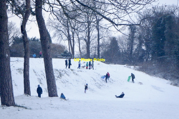Photo 6"x4" Sledging, Longniddry golf course. Longniddry c2021
