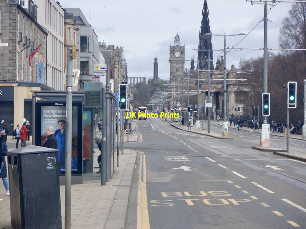 Photo 6"x4" Tramlines and few buses, Princes Street 2021 Edinburgh c2021