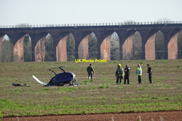 Photo 6"x4" Helicopter crash Ledbury c2021 P1