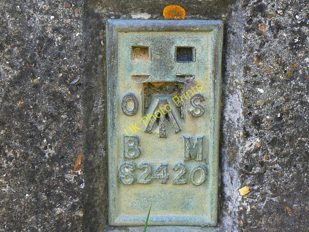 Photo 6"x4" Identification plate, triangulation pillar, Ravensroost Wood Minety c2009