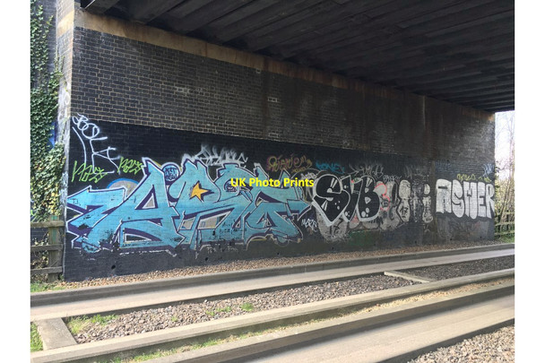 Photo 6"x4" Graffiti on Long Road road bridge Trumpington c2021
