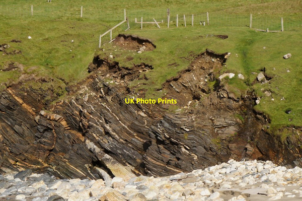 Photo 6"x4" Rock strata at Burga sands, Westing Underhoull c2017