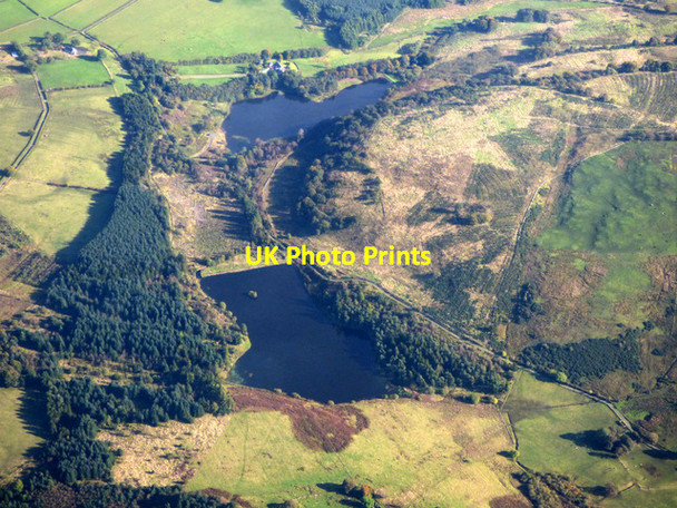 Photo 6"x4" Kirkleegreen and Cuffhill reservoirs from the air Gateside\/NS3653 c2017