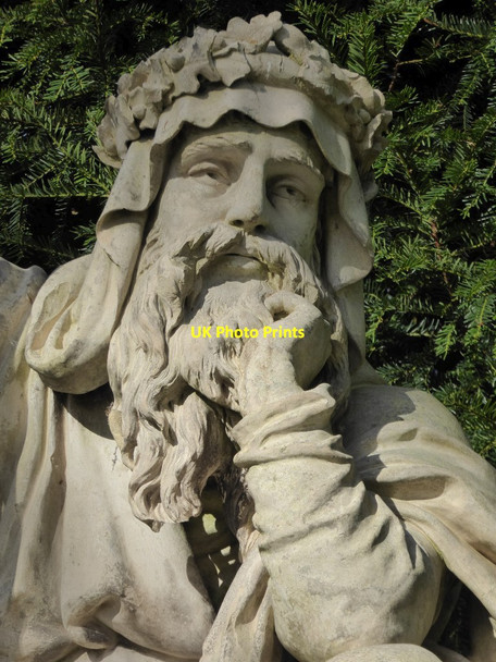 Photo 6"x4" Detail of a Neptune statue Dunstall Common c2017