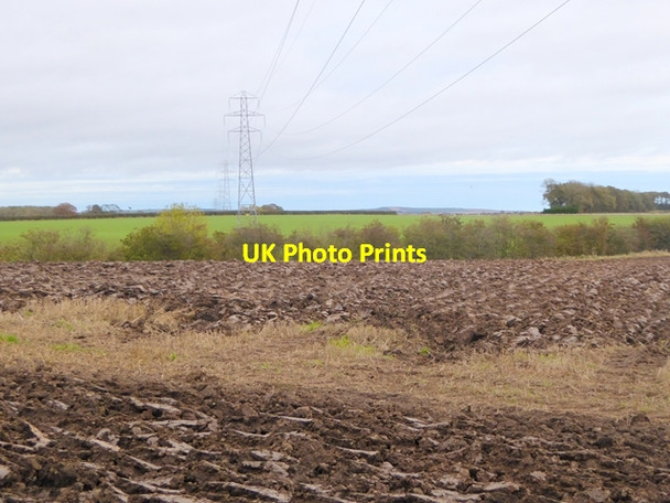 Photo 6"x4" Ploughed field and pylons near Ladykirk Ladykirk\/NT8847 c2017