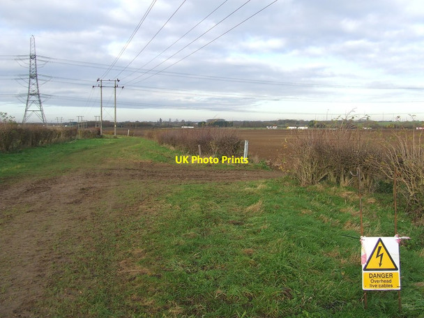 Photo 6"x4" Pylons And Warning Sign Little Wilbraham c2017
