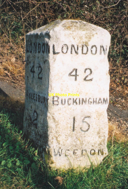 Photo 6"x4" Old Milestone by the A413 at Weedon Hill Elmhurst\/SP8215 c2003