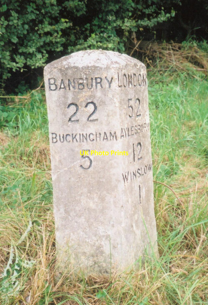 Photo 6"x4" Old Milestone by the A413 near Addington Addington\/SP7428 c2002