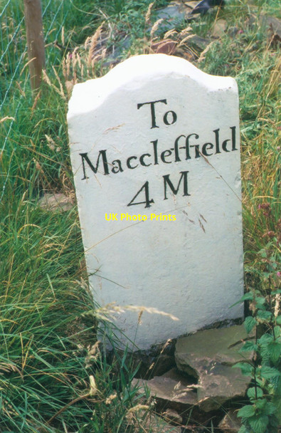 Photo 6"x4" Old Milestone by the B5470, Whaley Bridge Road Rainowlow c2003