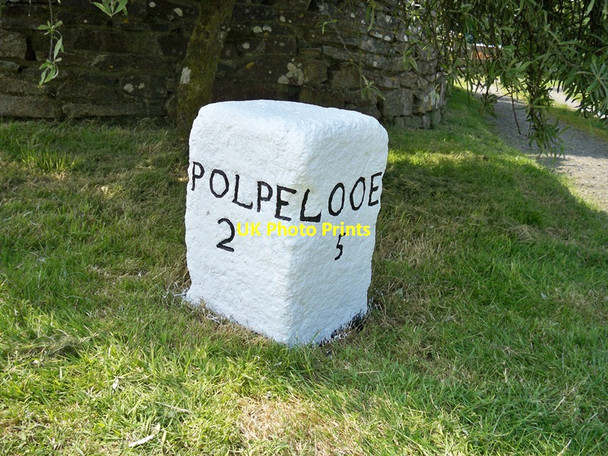Photo 6"x4" Old Milestone south of Mabel Barrow Lansallos c2006
