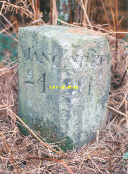 Photo 6"x4" Old Milestone by the A57, Snake Road, west of Bellhag Wood Edale End c2002