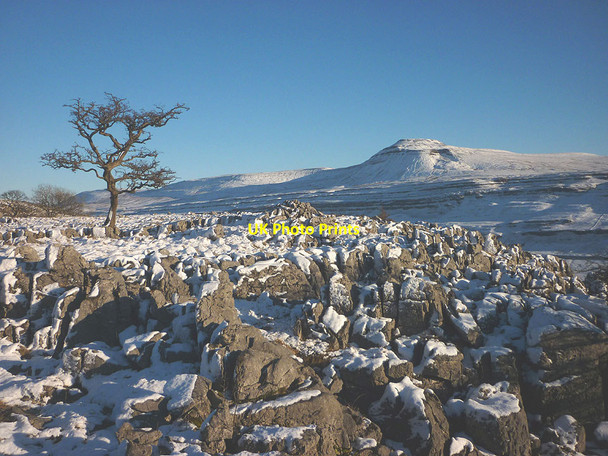 Photo 6"x4" Snow and limestone, Twisleton Scar End Ingleton\/SD6973 c2017