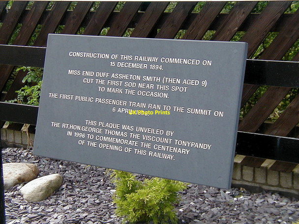 Photo 6"x4" Snowdon Mountain Railway Centenary plaque Llanberis c2002